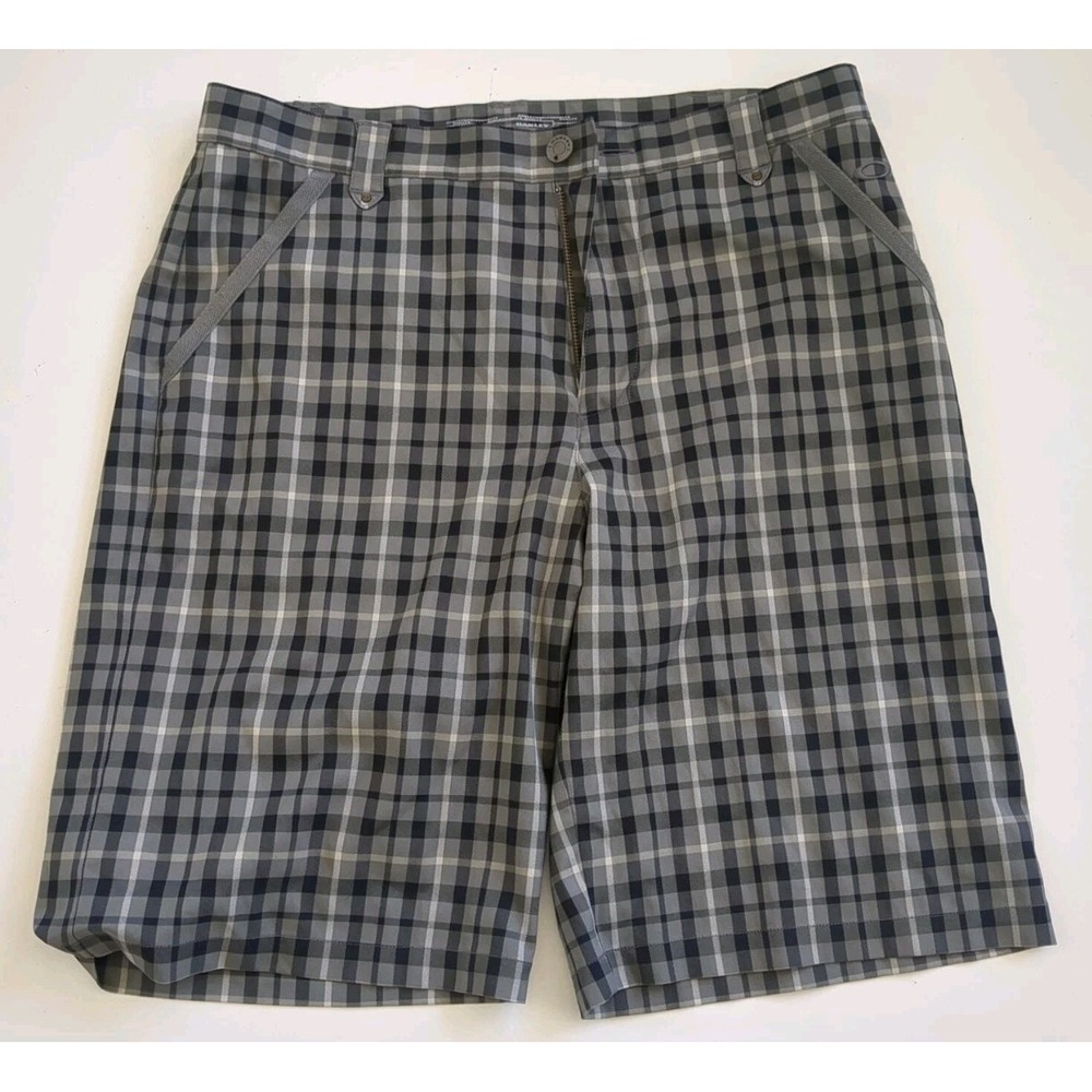 Oakley Shorts Chino Golf Performance Stretch Gray Plaid Men's 34